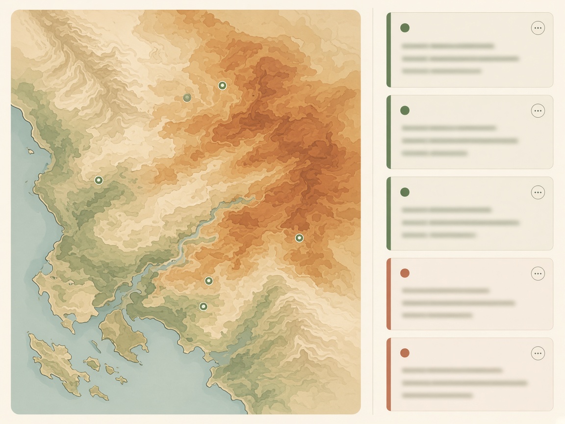 Due diligence workspace with a regional climate map and scientist review comments
